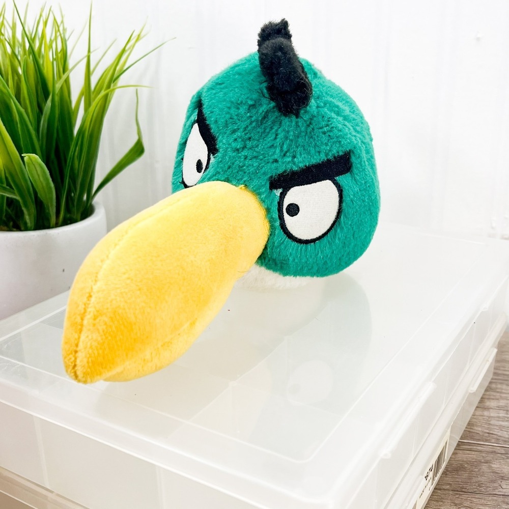 ANGRY BIRDS Hal‎ Toucan Green Bird Plush Closed Beak Commonwealth 5"-9" No Sound